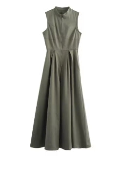 Women’s Long Pleated Sleeveless Bodycon Dress Elegant Summer Dress