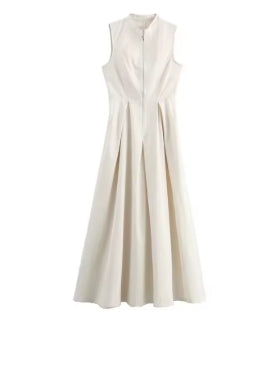 Women’s Long Pleated Sleeveless Bodycon Dress Elegant Summer Dress