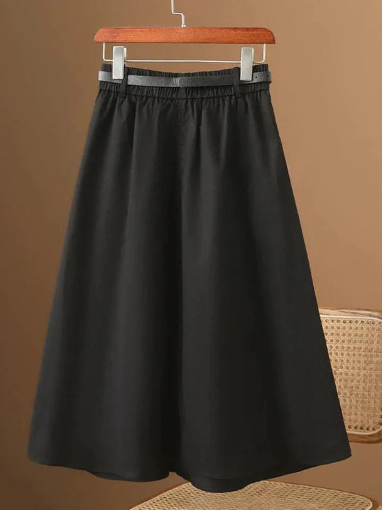 Skirts for Women Cotton Flare Woman Skirt Elastic High Waist Midi A Line Clothing Sales Aesthetic Y2k Vintage Luxury Elegant V
