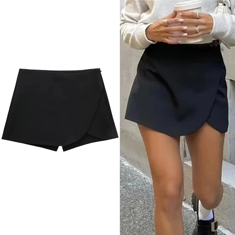 Elegant Asymmetric High Waist Skort for Women