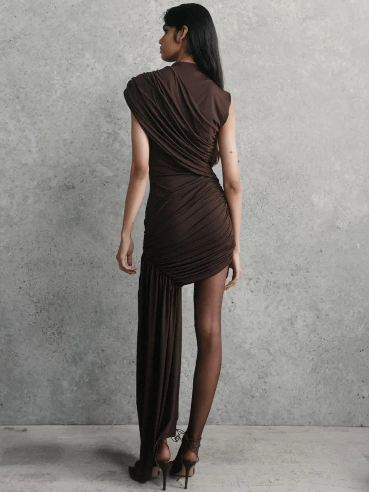 Elegant Draped Ruched Mini Dress for Women