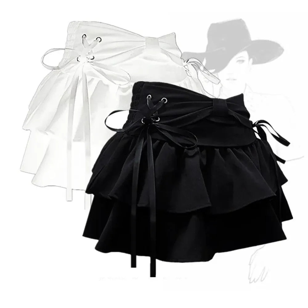 Sweet Kawaii Bow Vintage Y2K Gothic Mini Skirt