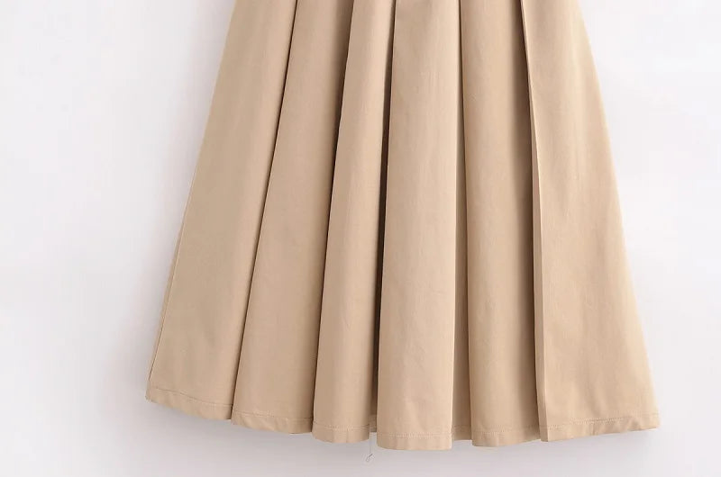 Chic Sleeveless Pleated Midi Dress with Belt