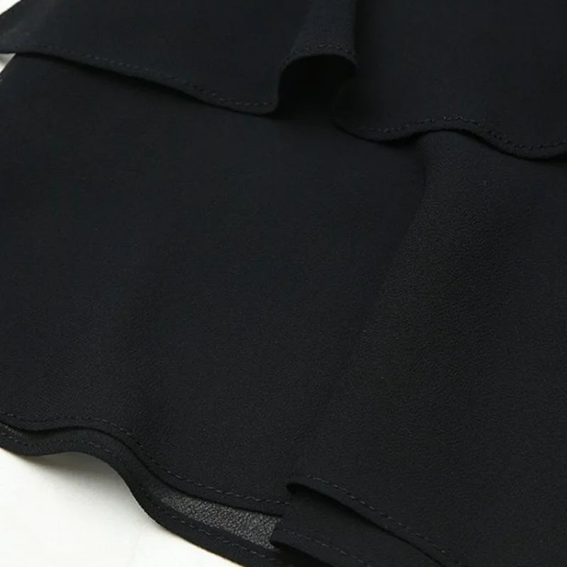 Elegant Black Chiffon Fishtail Skirt