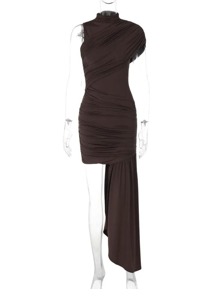 Elegant Draped Ruched Mini Dress for Women