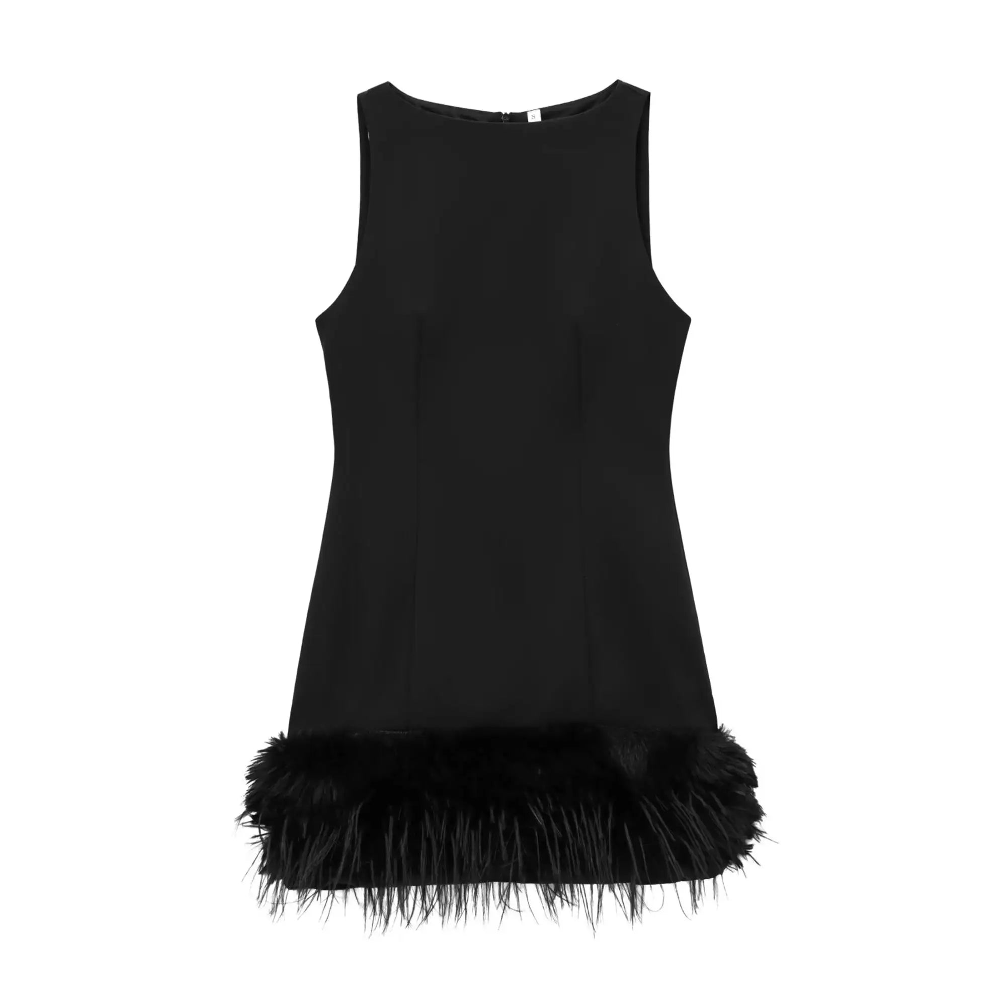 Elegant Feather Trim Mini Dress - Chic Party Style