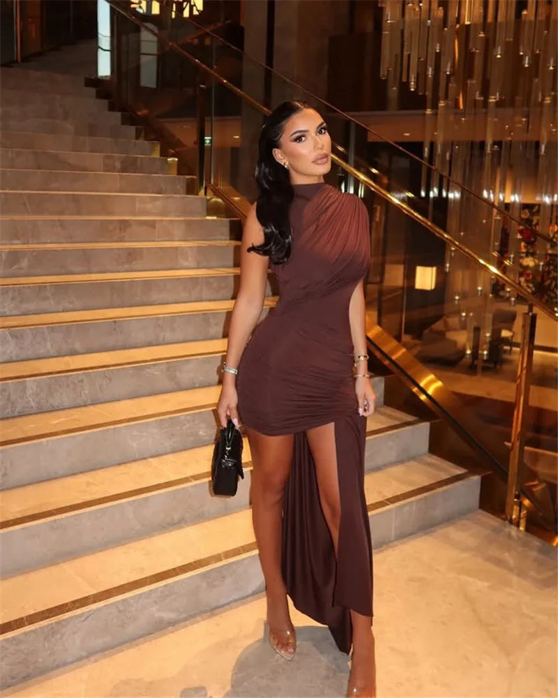 Elegant Draped Ruched Mini Dress for Women