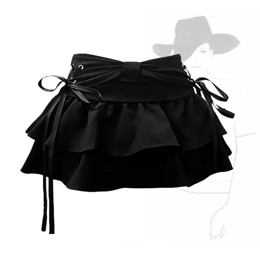Sweet Kawaii Bow Vintage Y2K Gothic Mini Skirt