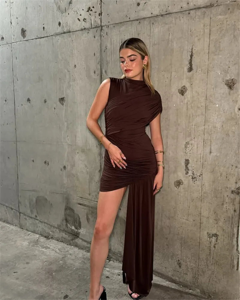 Elegant Draped Ruched Mini Dress for Women