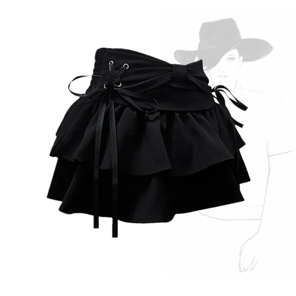Sweet Kawaii Bow Vintage Y2K Gothic Mini Skirt