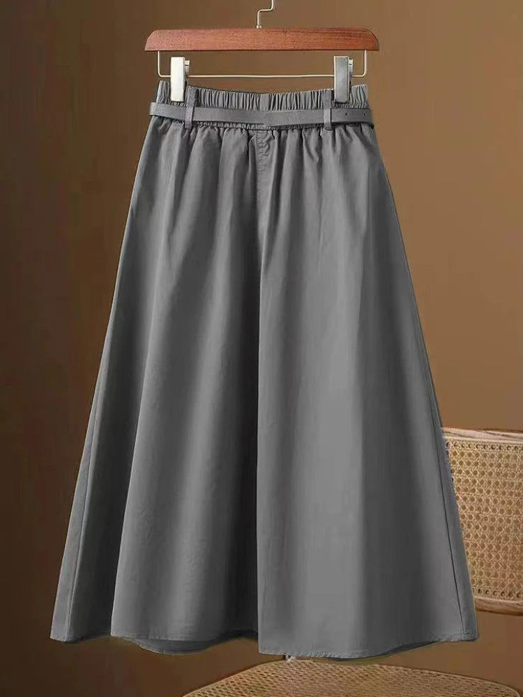 Skirts for Women Cotton Flare Woman Skirt Elastic High Waist Midi A Line Clothing Sales Aesthetic Y2k Vintage Luxury Elegant V