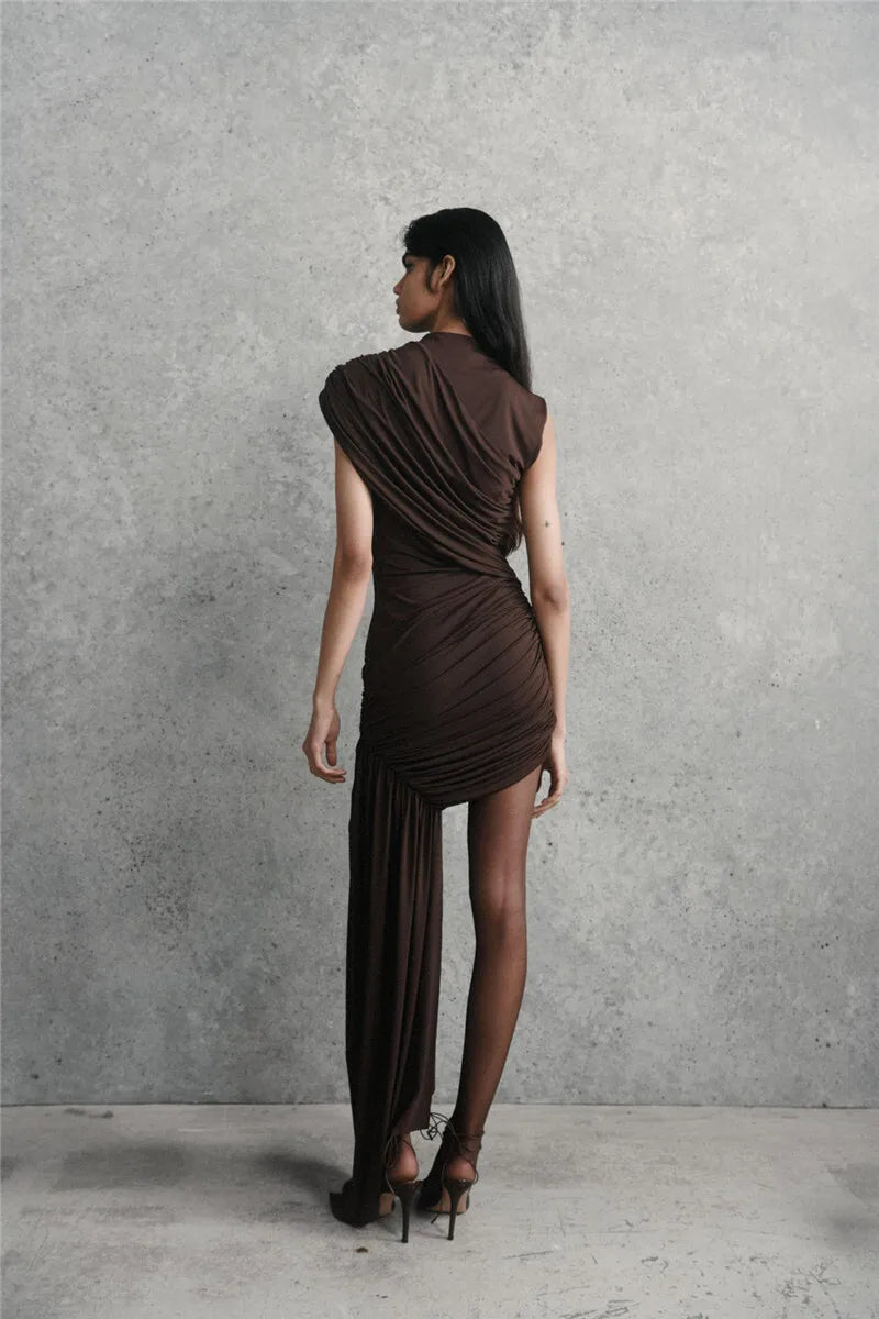 Elegant Draped Ruched Mini Dress for Women