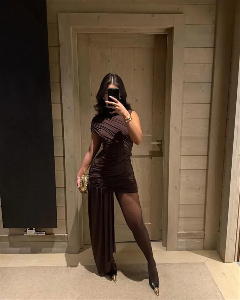 Elegant Draped Ruched Mini Dress for Women