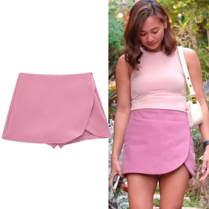 Elegant High Waist Asymmetric Skort - Summer Essential
