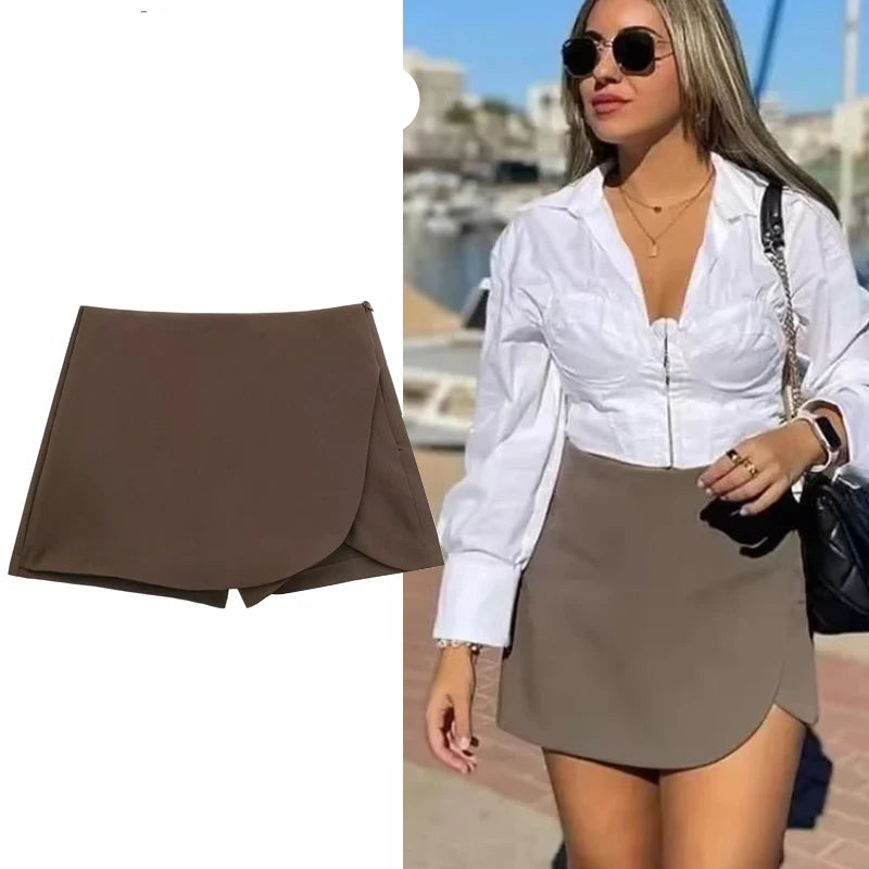 Elegant High Waist Asymmetric Skort - Summer Essential