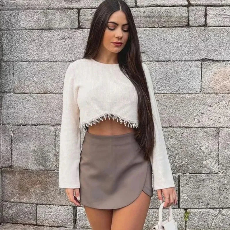 Elegant High Waist Asymmetric Skort - Summer Essential