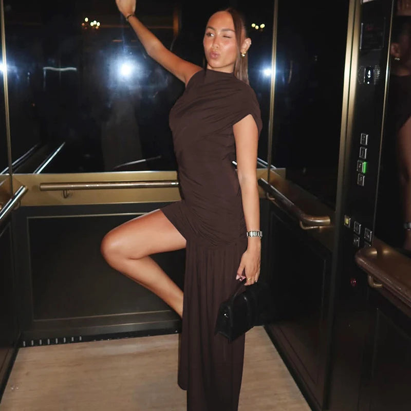 Elegant Draped Ruched Mini Dress for Women