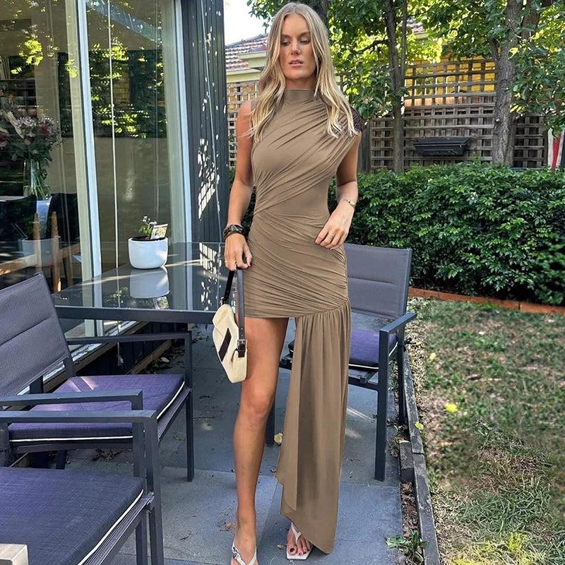 Elegant Draped Ruched Mini Dress for Women