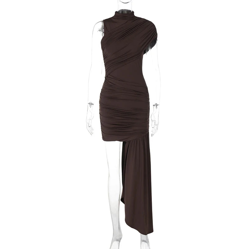 Elegant Draped Ruched Mini Dress for Women