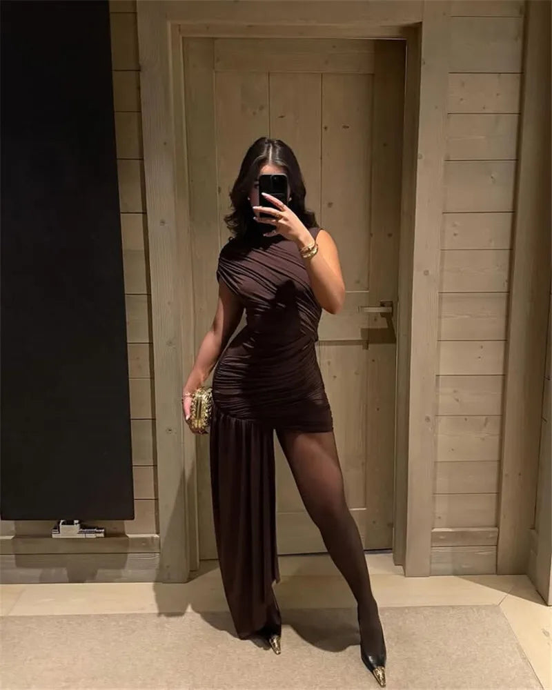 Elegant Draped Ruched Mini Dress for Women